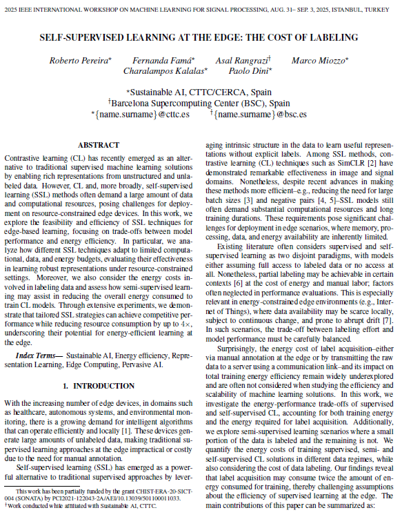 Thumbnail: Self-Supervised Learning at the Edge: The Cost of Labeling