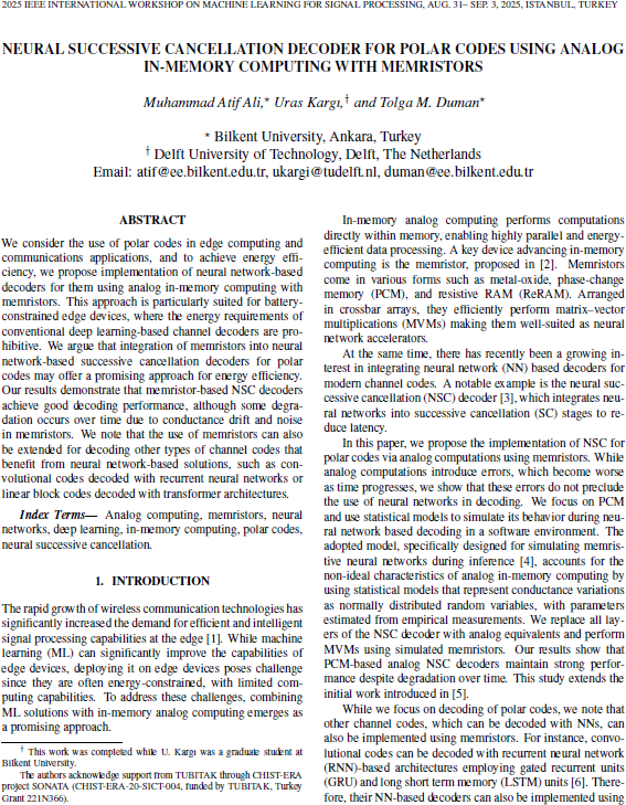 Thumbnail: Neural Successive Cancellation Decoder for Polar Codes Using Analog In-Memory Computing with Memristors